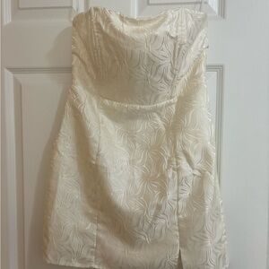 Lulu's Cream Strapless Sheath Dress for Weddings